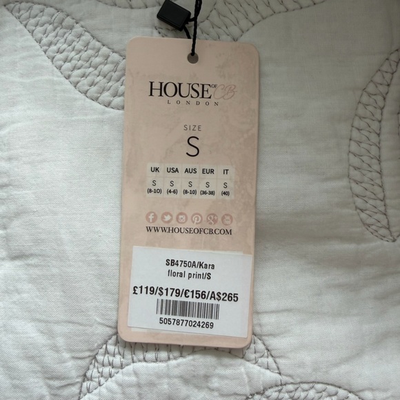 NWT - House of CB - Floral Ruched Cotton Ruffle Dress - Picture 7 of 12